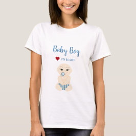 Baby Boy On Board Illustration in Blue Design T-shirt