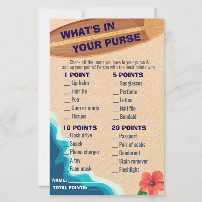 Baby Boy On Board What's In Your Purse Baby Shower (Voorkant)