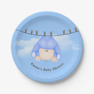 Baby Boy on Clothesline Paper Bord