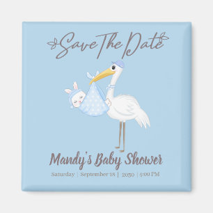 Baby Boy Ooievaar Blauwe Shower Save the Date Magn Magneet