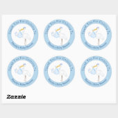 Baby Boy Ooievaar Konijn Ronde Sticker (Vel)