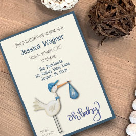 Baby Boy Ooievaar Leuk Inspirivity Baby shower Kaart