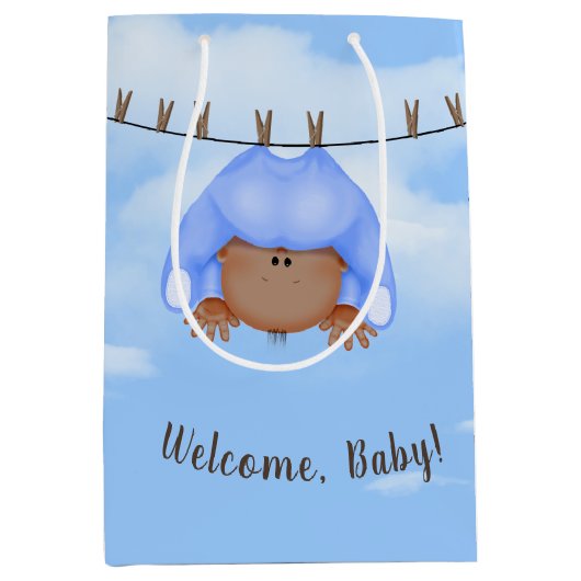 Baby Boy op Clothesline Medium Gift Bag Medium Cadeauzakje (Voorkant)