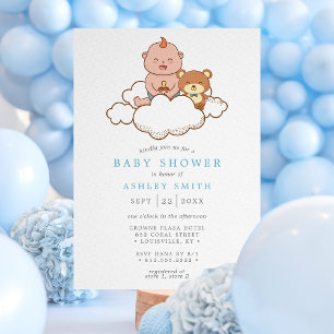 Baby Boy op Cloud Schattige Baby shower Kaart