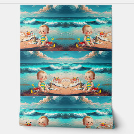 Baby Boy op het strand Behang