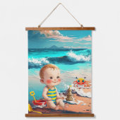 Baby Boy op het strand Hangend Wandkleed (Voorkant)