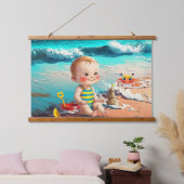 Baby Boy op het strand Hangend Wandkleed (Slaapkamer)