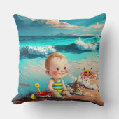 Baby Boy op het strand Kussen (Voorkant)