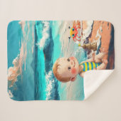 Baby Boy op het strand Sherpa Deken (Voorkant (horizontaal))