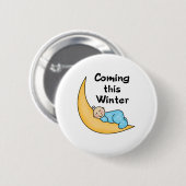 Baby Boy op Moon Winter Ronde Button 5,7 Cm (Voorkant /achterkant)