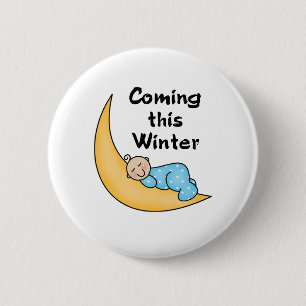 Baby Boy op Moon Winter Ronde Button 5,7 Cm
