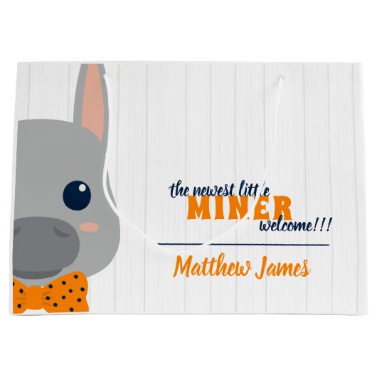 Baby Boy Oranje Donkey Groot Cadeauzakje (Voorkant)