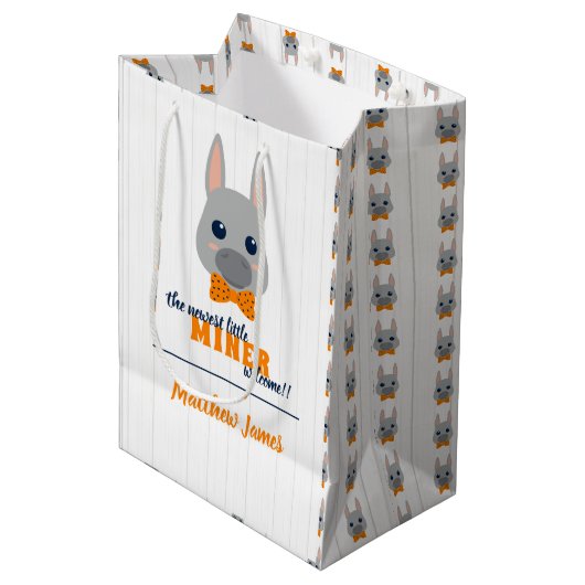 Baby Boy Oranje Donkey Medium Cadeauzakje (Voorkant Gekanteld)