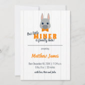 Baby Boy Oranje Donkey Verticaal Baby Aankondiging (Voorkant)