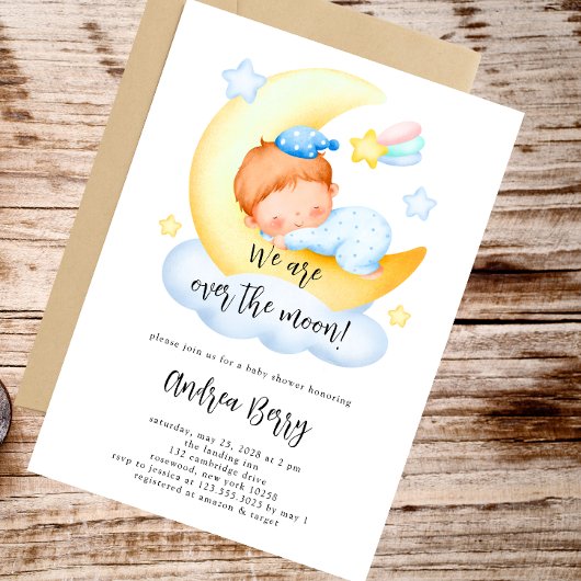 Baby Boy over het Baby shower van de maan Kaart