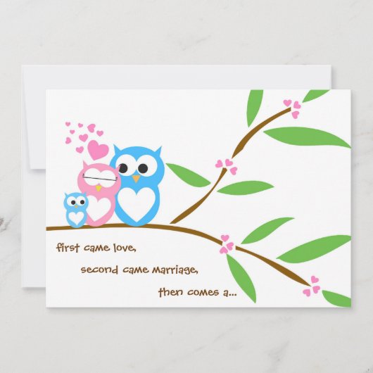 Baby Boy Owl Baby shower Invitation Kaart (Voorkant)
