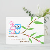 Baby Boy Owl Baby shower Invitation Kaart (Staand voorkant)