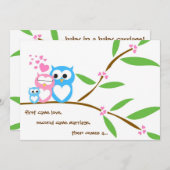 Baby Boy Owl Baby shower Invitation Kaart (Voorkant / Achterkant)