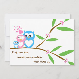 Baby Boy Owl Baby shower Invitation Kaart