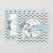 Baby Boy Owl Chevron Print Baby shower Kaart (Voorkant / Achterkant)