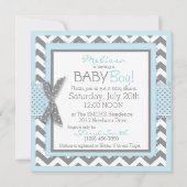 Baby Boy Owl Chevron Print Baby shower Kaart (Achterkant)