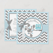Baby Boy Owl Chevron Print Baby shower Kaart (Voorkant / Achterkant)
