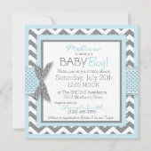 Baby Boy Owl Chevron Print Baby shower Kaart (Achterkant)
