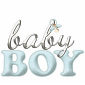 Baby Boy Pacifier Typografietabel of Cake Topper Staand Fotobeeldje (Voorkant)