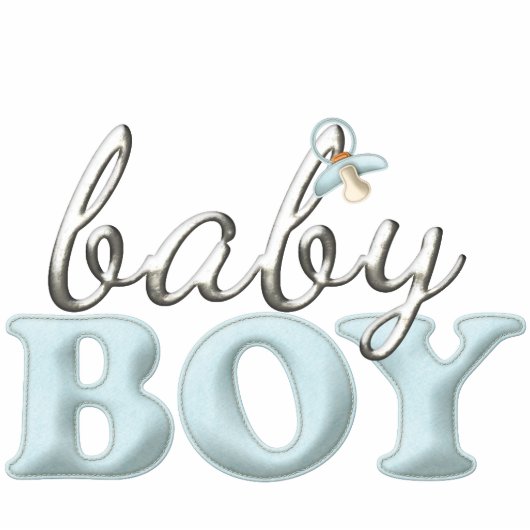 Baby Boy Pacifier Typografietabel of Cake Topper Staand Fotobeeldje (Voorkant)