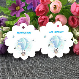 Baby Boy Panda Hot Air ballonvliegen Bedankjes Labels