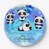 Baby Boy Pandas Baby shower Paper Borden Papieren Bordje (Voorkant)