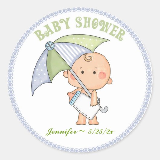 Baby Boy, Paraplu, Baby showers Sticker (Voorkant)