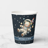 Baby Boy Party Papieren Cups Teddy Bear Astronaut Papieren Bekers (Achterkant)