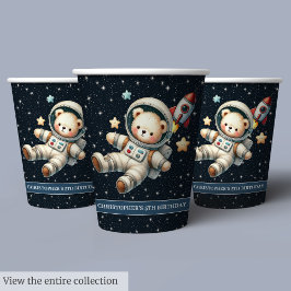 Baby Boy Party Papieren Cups Teddy Bear Astronaut Papieren Bekers