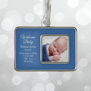 Baby Boy Pasgeboren Foto Schattige Blue Keepsake G Verzilverd Omlijst Ornament