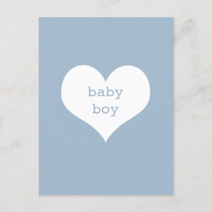 Baby Boy Pastel Blue en White Heart Briefkaart