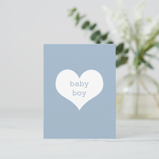 Baby Boy Pastel Blue en White Heart Briefkaart (Staand voorkant)