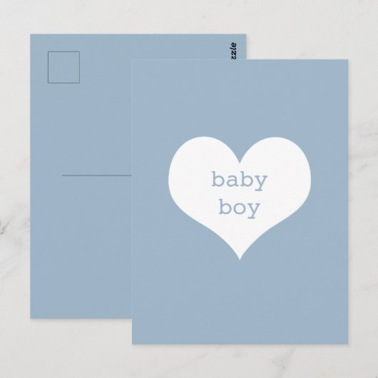 Baby Boy Pastel Blue en White Heart Briefkaart (Voorkant / Achterkant)