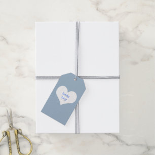 Baby Boy Pastel Blue en White Heart Cadeaulabel