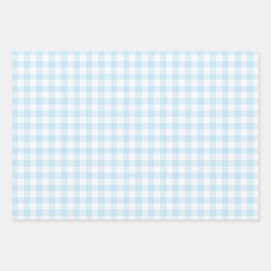 Baby Boy Pastel Blue Gingham Pset Multi Inpakpapier Vel (Voorkant)