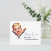 Baby Boy Peeking Baby shower Wit Dank je Briefkaart (Staand voorkant)