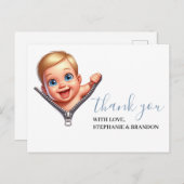 Baby Boy Peeking Baby shower Wit Dank je Briefkaart (Voorkant / Achterkant)