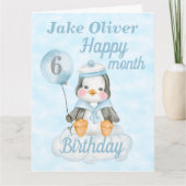 Baby Boy Penguin 6 maanden Birthday Big Kaart (Voorkant)