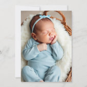 Baby Boy Photo Blue Birth Announcement Card Aankondiging (Voorkant)