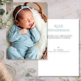 Baby Boy Photo Blue Birth Announcement Card Aankondiging