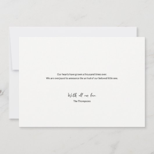 Baby Boy Photo Modern Naam Script Geboorte Aankondiging (Achterkant)