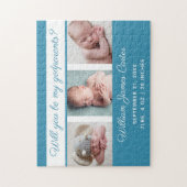 Baby Boy Photo Will You Be My Godouders Cute Blue Legpuzzel (Verticaal)
