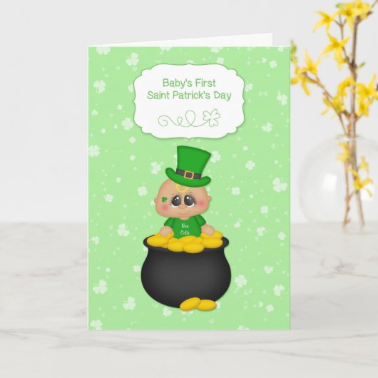 Baby Boy, Pietje van Goud, 1e St. Patrick's Day Kaart (Gele Bloem)