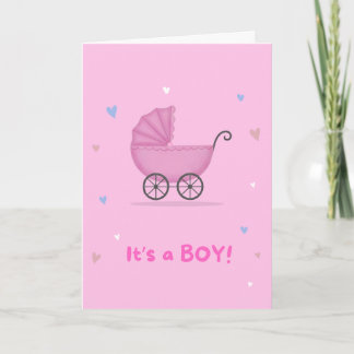 Baby boy pink gift card feestdagen kaart