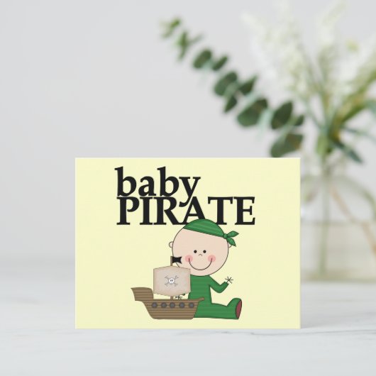 Baby Boy Pirate met Ship Tshirts en Gifts Briefkaart (Staand voorkant)
